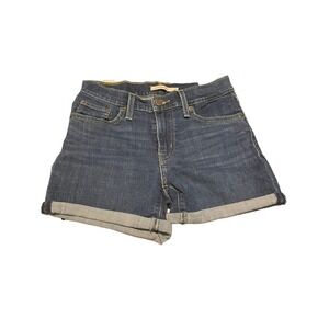 Levi's Women's Mid Length Cuffed Shorts, Maui Ocean Depths Blue Size 26